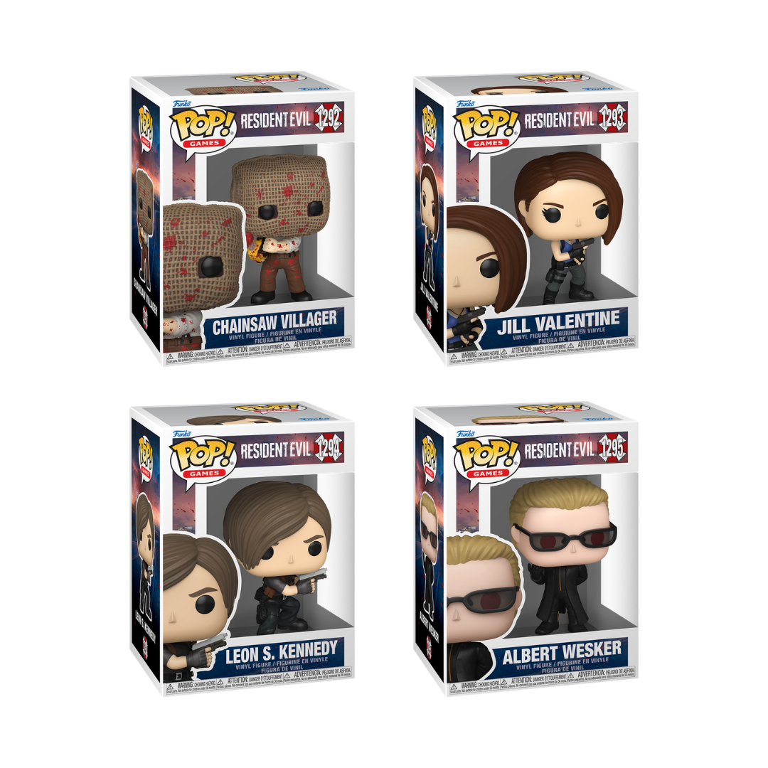 Funko Pop! Games: Resident Evil - Chainsaw Villager / Jill Valentine / Leon S. Kennedy / Albert Wesker *PREORDER*