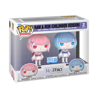 Funko Pop! Anime: Re:Zero - Ram & Rem (Childhood Version) 2pk [Funko Special Edition] *PREORDER*