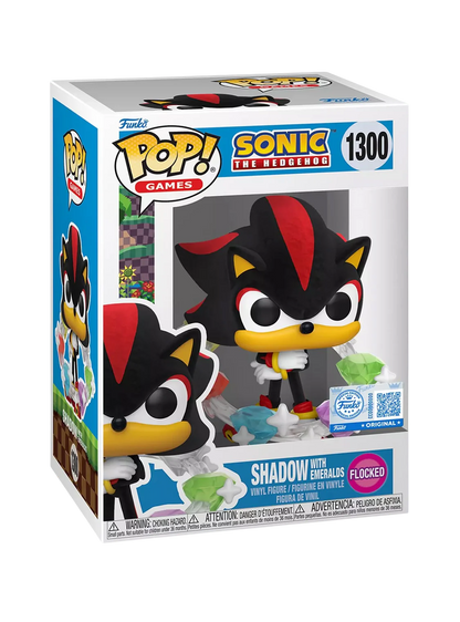 Funko Pop! Games: Sonic The Hedgehog - Shadow with Emeralds (Flocked) #1300 [Funko Special Edition] *PREORDER*