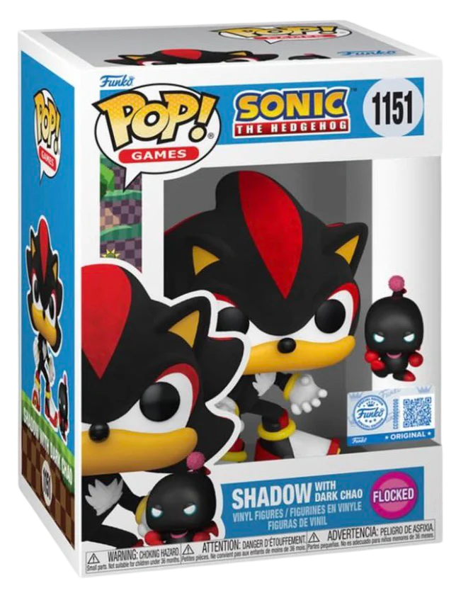 Funko Pop! Games: Sonic The Hedgehog - Shadow with Dark Chao (Flocked) #1151 [Funko Special Edition - Toy Temple Exclusive]