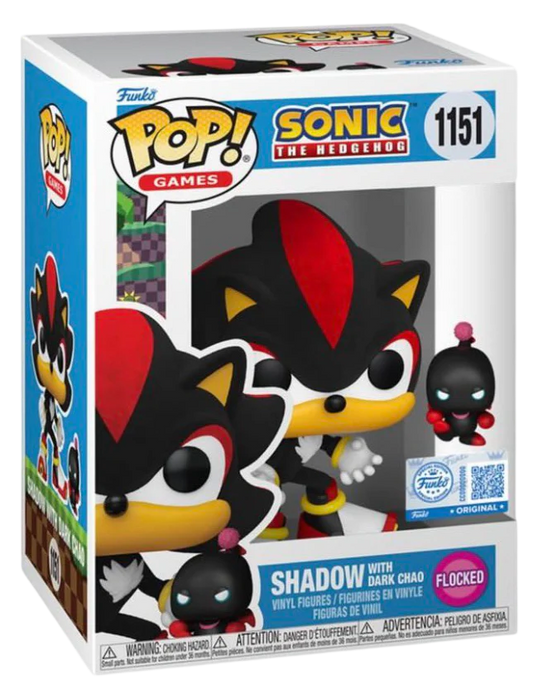 Funko Pop! Games: Sonic The Hedgehog - Shadow with Dark Chao (Flocked) #1151 [Funko Special Edition - Toy Temple Exclusive]