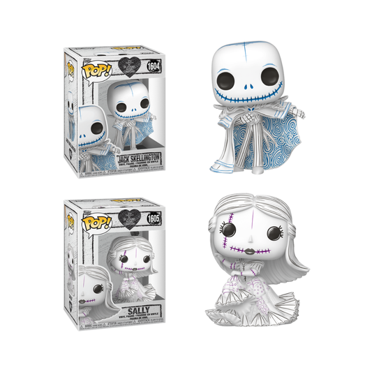 Funko Pop! Disney: The Nightmare Before Christmas (Sketched Deco) - Jack Skellington #1604 / Sally #1605 *PREORDER*