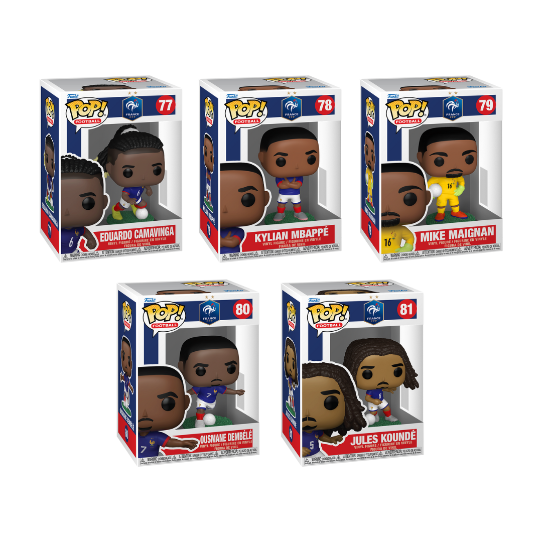 Funko Pop! Sports: Soccer (French Football Federation) - Eduardo Camavinga / Kylian Mbappe / Mike Maignan / Ousmane Dembele / Jules Kounde *PREORDER*