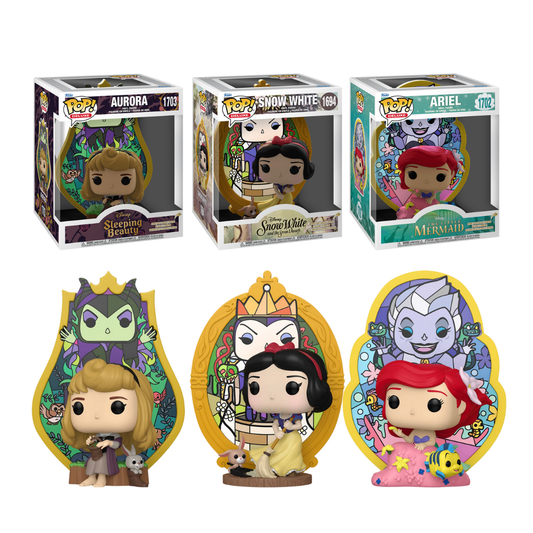Funko Pop! Disney: Princesses (Stained Glass) - Deluxe 6" Aurora / Snow White / Ariel *PREORDER*