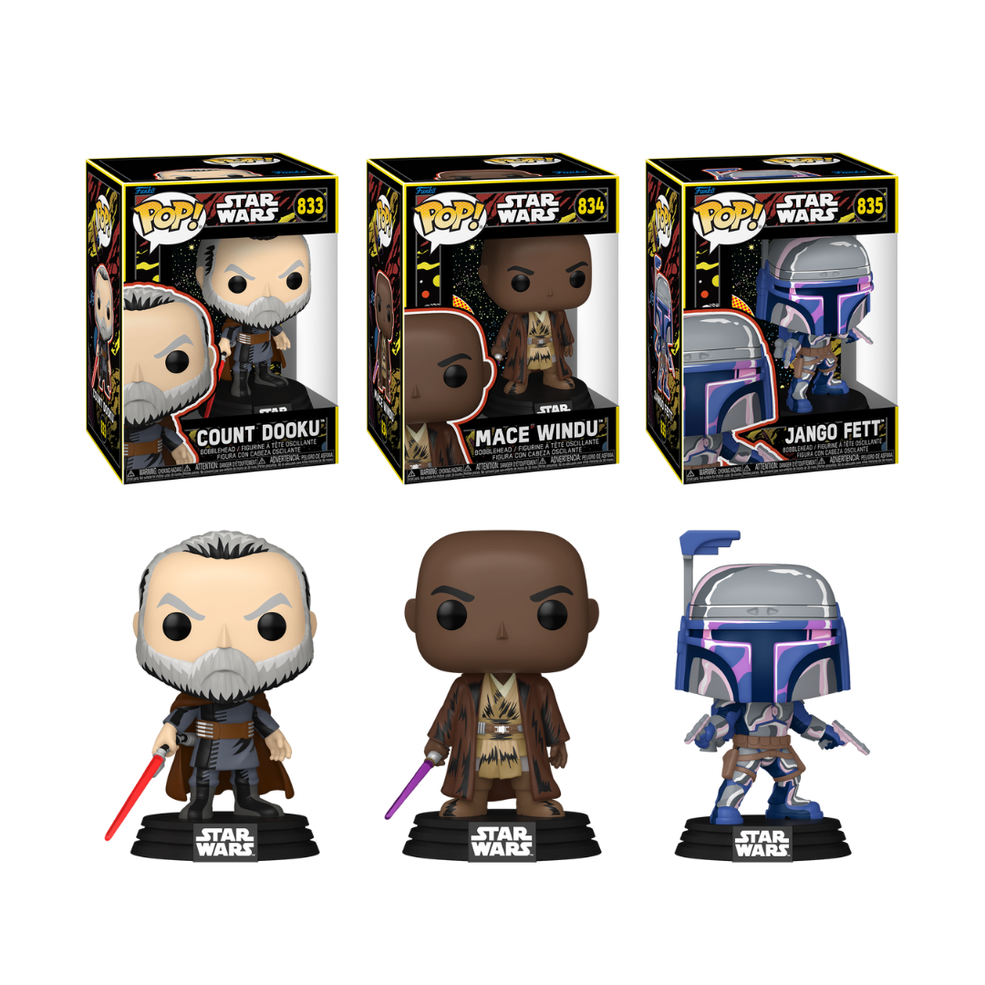 Funko Pop! Star Wars (Retro) - Count Dooku / Jango Fett / Mace Windu *PREORDER*
