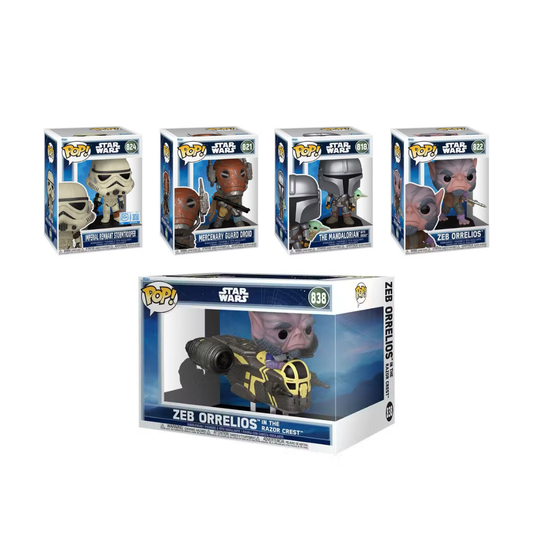 Funko Pop! Movies: Star Wars - Imperial Remnant Stormtrooper / Mercenary Guard Droid / The Mandalorian with Grogu / Zeb Orrrelios / Zeb In The Razor Chest *PREORDER*
