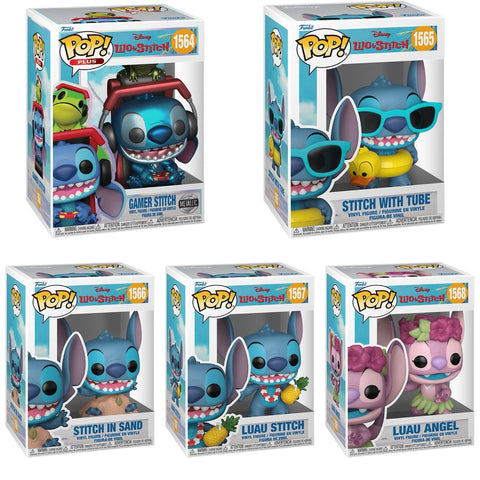 Funko Pop! Disney: Lilo & Stitch - Gamer Stitch / Stitch with Tube / Stitch In Sand / Luau Stitch / Luau Angel