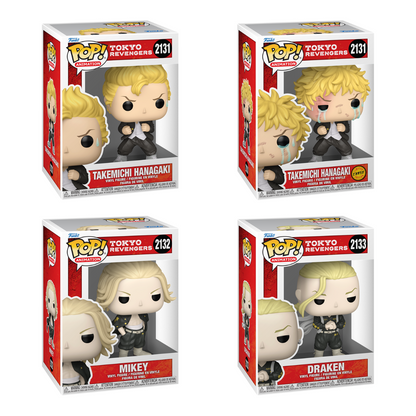 Funko Pop! Anime: Tokyo Revengers - Takemichi Hanagaki (Common/Chase) / Mikey / Draken