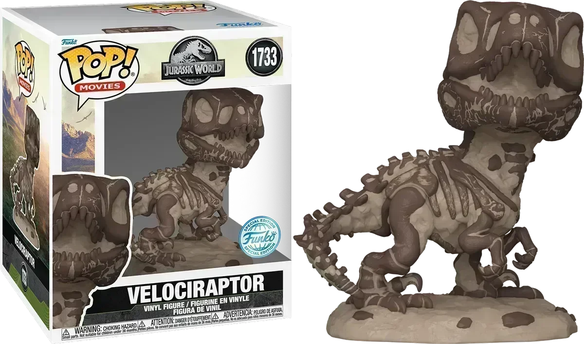 Funko Pop! Movies: Jurassic Park - Deluxe 6" Velociraptor (Fossil) #1733 [Special Edition]