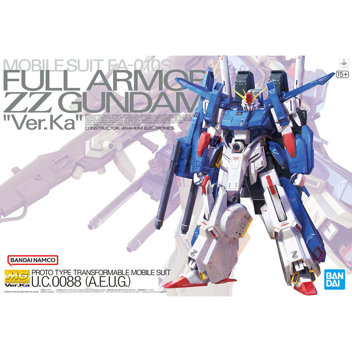Bandai: Gunpla - Full Armor ZZ Gundam (Ver.Ka) Master Grade [MG] 1/100 Model Kit
