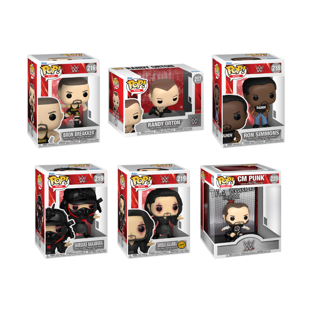 Funko Pop! Sports: WWE - Bron Breakker / Randy Orton / Ron Simmons / Shinsuke Nakamura / Deluxe! CM Punk *PREORDER*