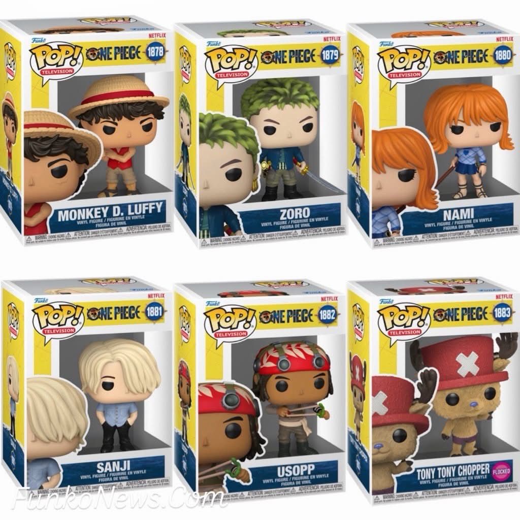 Funko Pop! Television: One Piece (Live Action) - Monkey D. Luffy / Zoro / Nami / Sanji / Usopp / Tony Tony Chopper (Flocked)