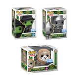 Funko Pop! Movies: Wicked - Elphaba with Grimmerie (Glitter) / Wicked Tin Man (Metallic) / Cowardly Lion (Flocked) *PREORDER*