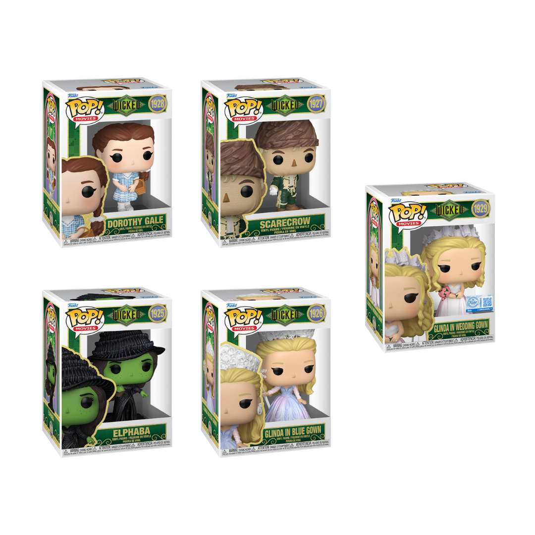 Funko Pop! Movies: Wicked For Good - Dorothy / Scarecrow / Elphaba with Grimmerie / Glinda (Blue Gown) / Glinda (Wedding Gown)