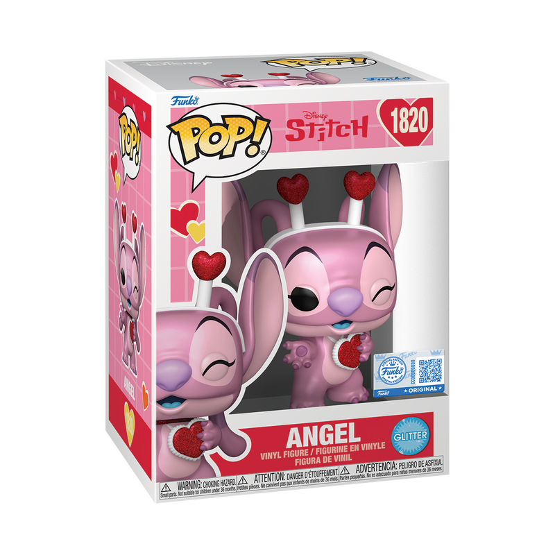 Funko Pop! Disney: Lilo & Stitch (Valentine) - Stitch (Flocked) #1819 / Angel (Pearlescent) #1820 *PREORDER*