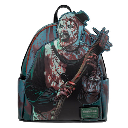 Loungefly Mini-Backpack: Terrifier Art the Clown Blood Splatter (Glow) [Entertainment Earth Exclusive]