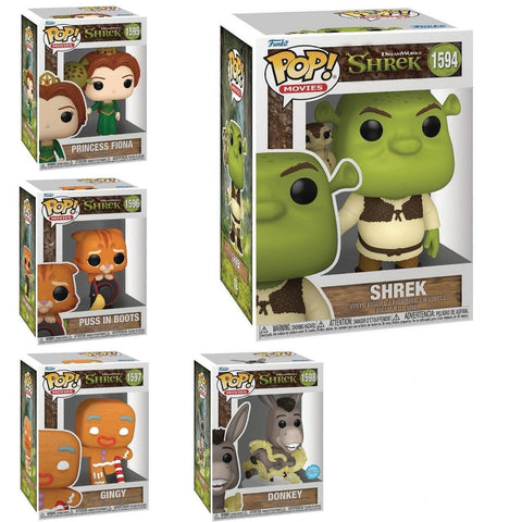 Funko Pop! Movies: Shrek - Shrek / Princess Fiona / Puss In Boots / Gingy / Donkey (Glitter) *PREORDER*