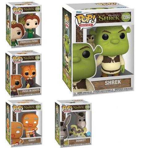 Funko Pop! Movies: Shrek - Shrek / Princess Fiona / Puss In Boots / Gingy / Donkey (Glitter) *PREORDER*