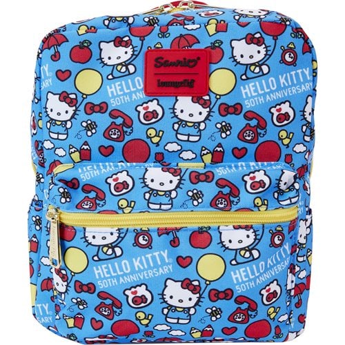 LOUNGEFLY SANRIO HELLO KITTY 50TH ANNIVERSARY NYLON MINI BACKPACK