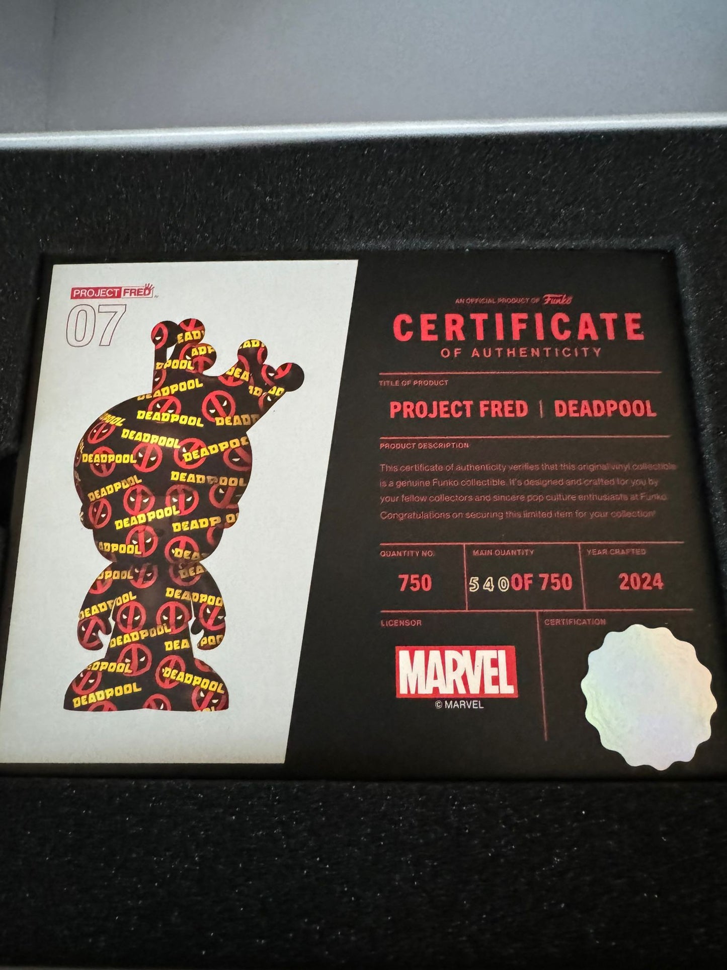 Project Fred: 07 - Deadpool 11" Freddy Funko Vinyl Collectibles (540 of 750pcs) [Limited Edition Series - 2024 San Diego Comic Con Exclusive]