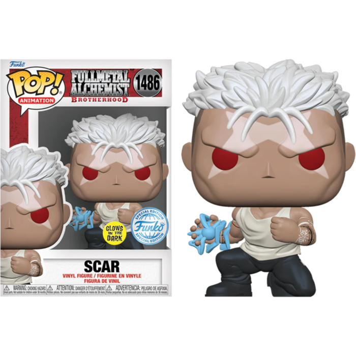 Funko Pop! ANIME FULLMETAL ALCHEMIST BROTHERHOOD SCAR GLOW IN THE DARK #1486 [EXCLUSIVE] *PREORDER*