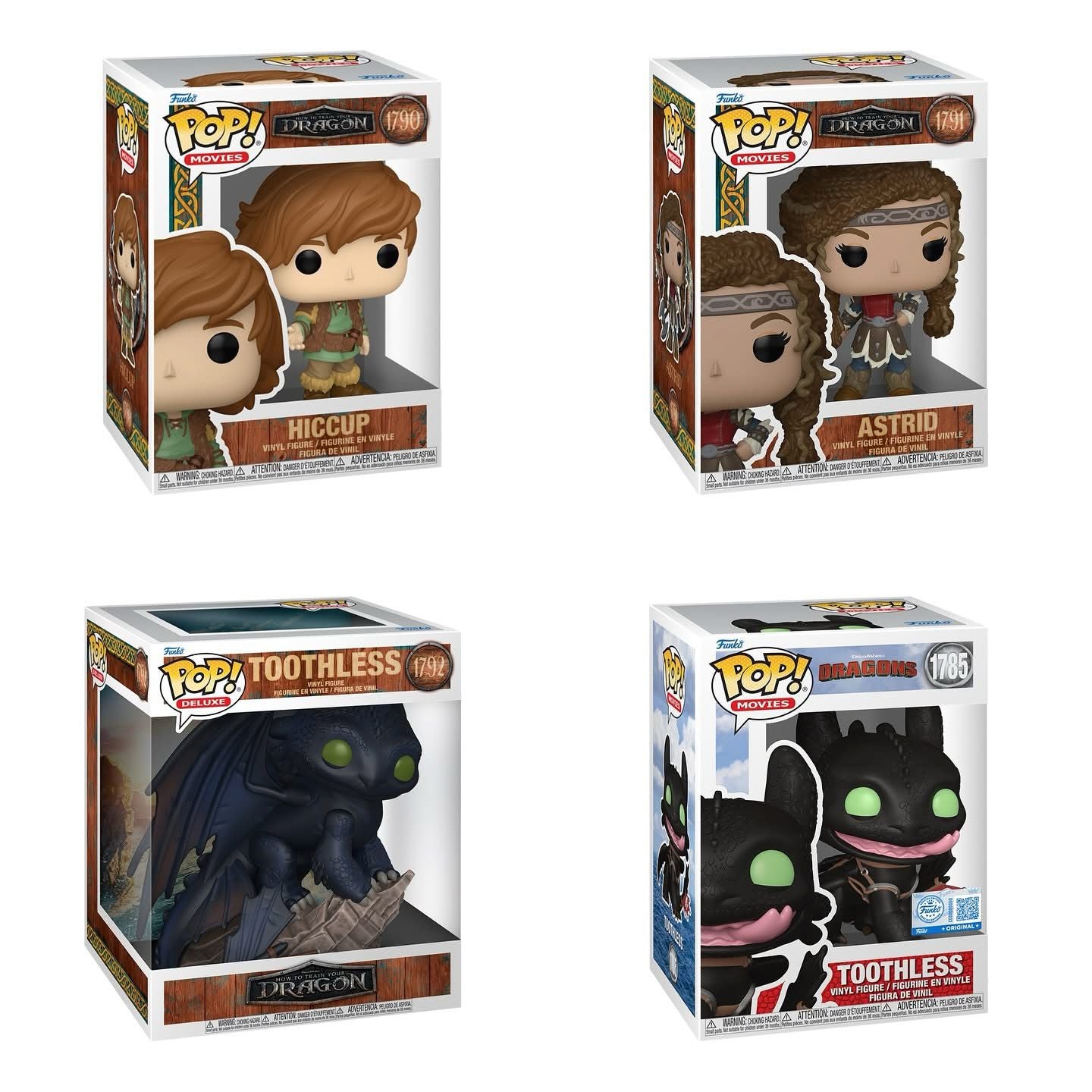 Funko Pop! Movies: How To Train Your Dragon (HTTYD) - Hiccup / Astrid / Deluxe Toothless / Toothless [Exclusive]