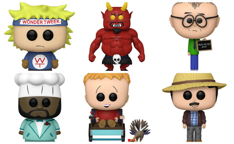 Funko Pop! Television: South Park - Timmy & Gobbles #1471 / Super Satan #1475 / Wonder Tweek #1472 / Farmer Randy #1473 / Chef #1474 / Mr. Mackey #1476