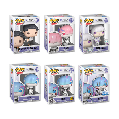 Funko Pop! Anime: Re:Zero - Subaru / Ram / Emilia with Puck / Rem / Plus! Rem [Funko Special Edition]