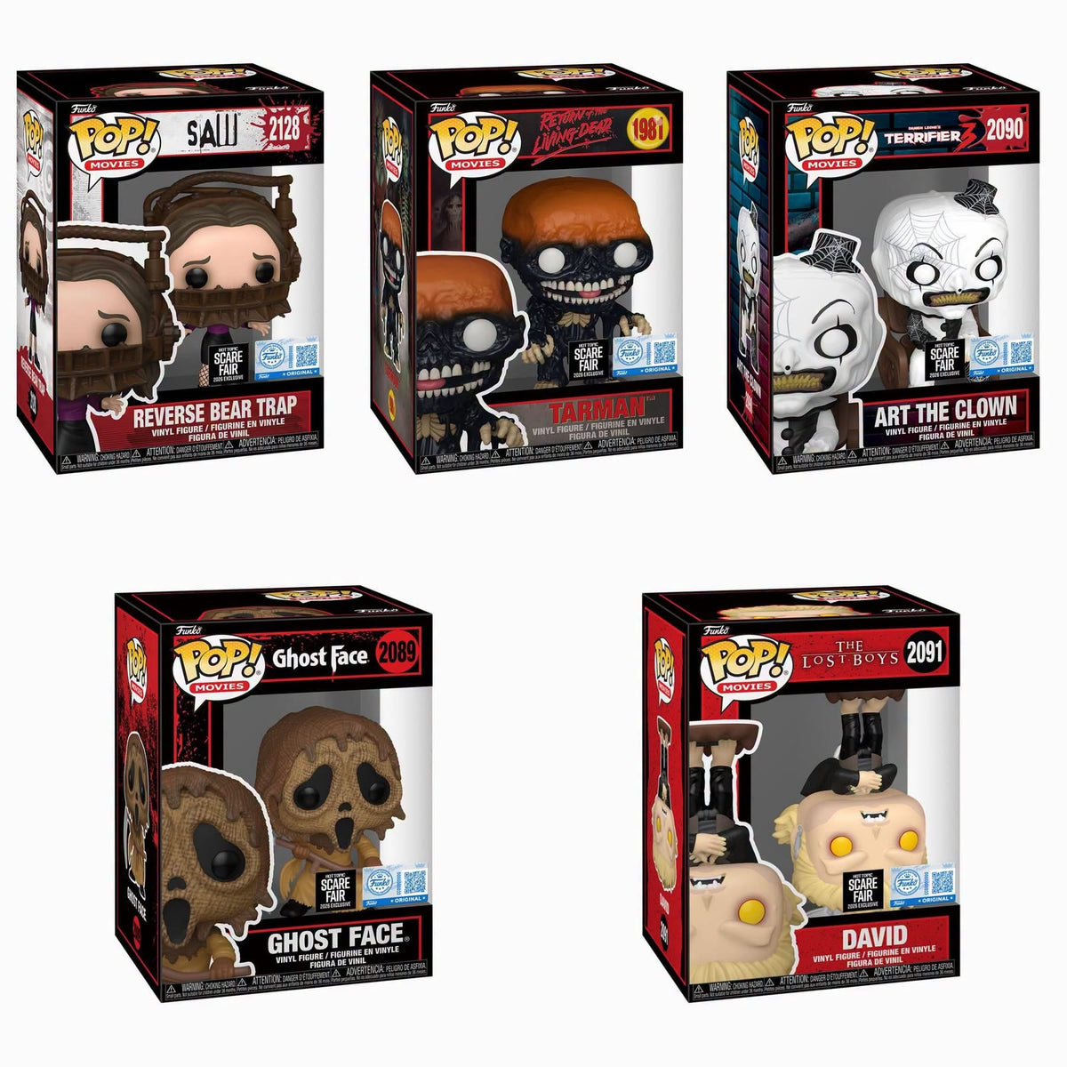 Funko Pop! Horror: Hot Topic Scare Fair 2026 - Reverse Bear Trap / Tarman / Art The Clown / Ghost Face / David *PREORDER*