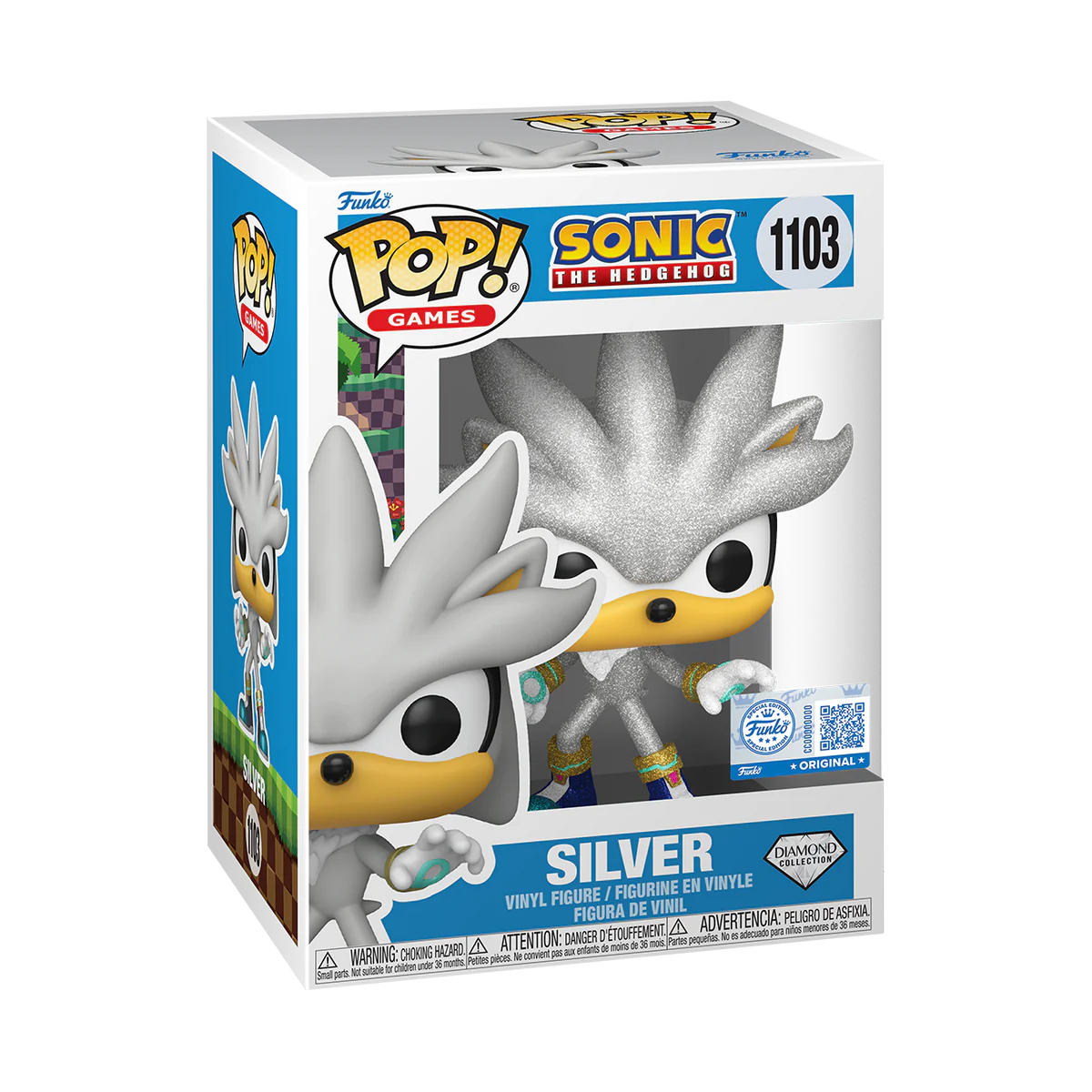Funko Pop! Games: Sonic The Hedgehog - Silver (Diamond) #1103 [Funko Special Edition] *PREORDER*