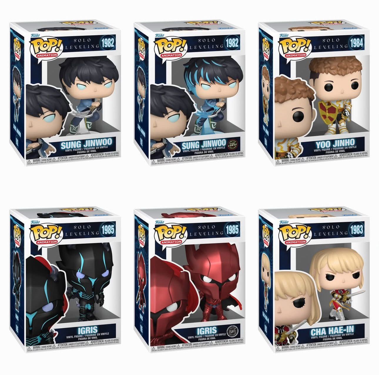 Funko Pop! Anime: Solo Leveling - Sung Jinwoo / Cha Hae-In / Yoo Jinho / Igris