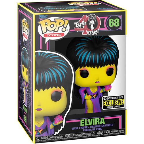 FUNKO POP! HORROR 40 YEARS ELVIRA BLACK LIGHT [EE EXCLUSIVE] #68