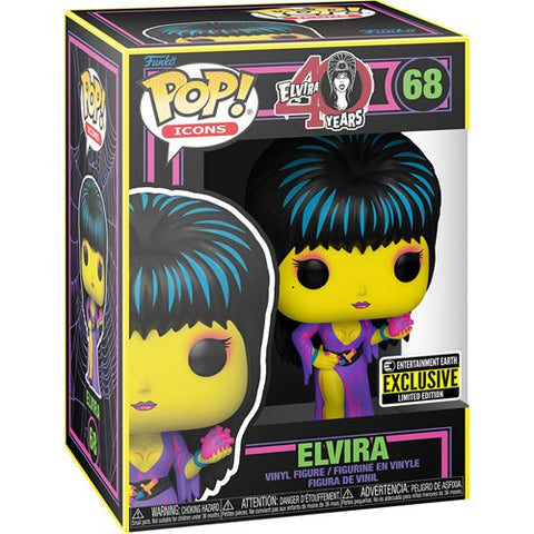 FUNKO POP! HORROR 40 YEARS ELVIRA BLACK LIGHT [EE EXCLUSIVE] #68