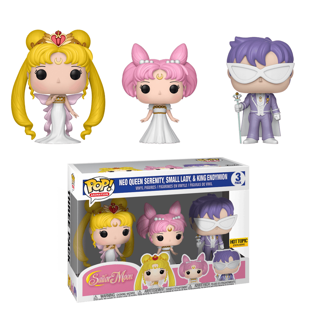 FUNKO POP ANIMATION SAILOR MOON 3PK NEO QUEEN SERENITY SMALL LADY KING ENDYMION HOT TOPIC EXCLUSIVE