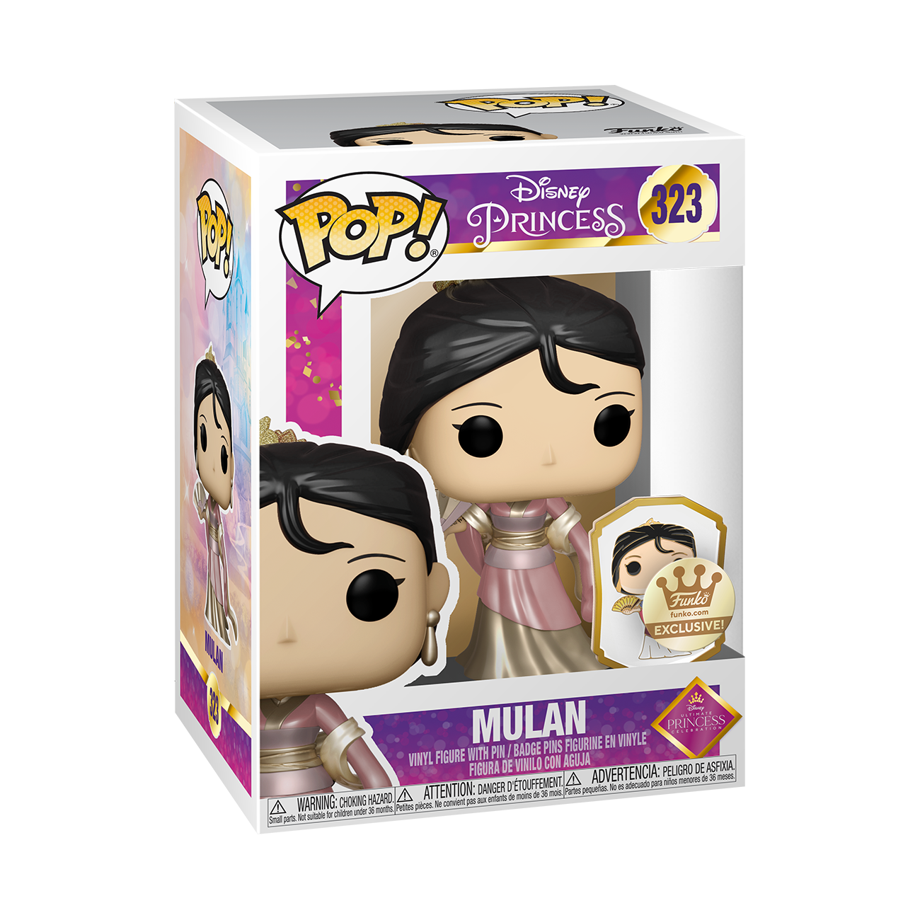 FUNKO POP! DISNEY MULAN (GOLD) ULTIMATE PRINCESS with PIN [FUNKO SHOP EXCLUSIVE] #323