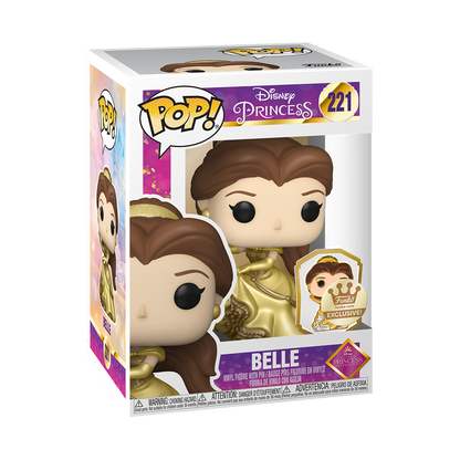 FUNKO POP! Disney Ultimate Princess BELLE GOLD with PIN #221 [FUNKO SHOP EXCLUSIVE]