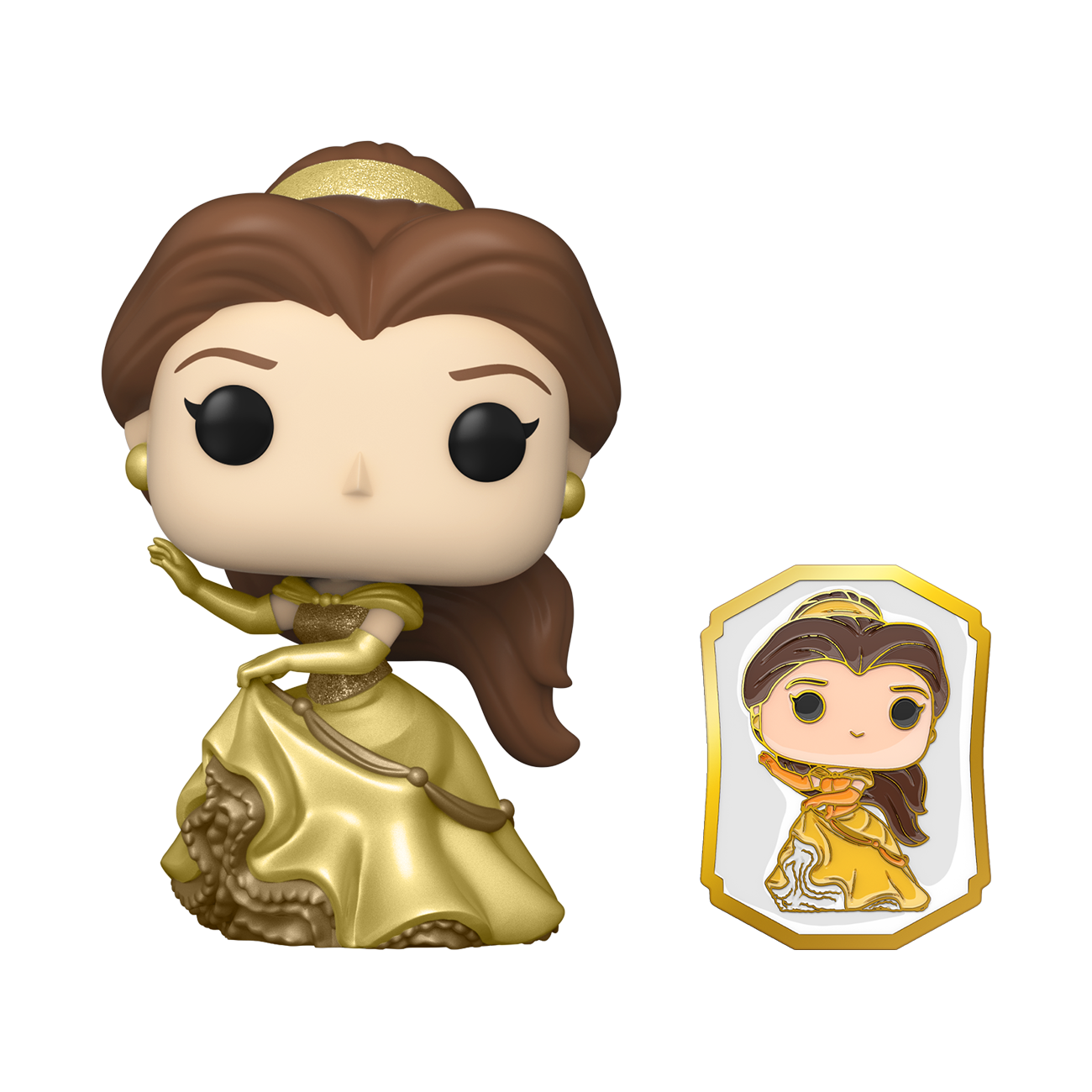 FUNKO POP! Disney Ultimate Princess BELLE GOLD with PIN #221 [FUNKO SHOP EXCLUSIVE]