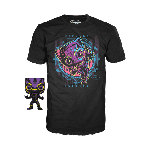 Funko Pop! and Tee: MARVEL BLACK LIGHT BLACK PANTHER *SPECIAL EDITION* M-XXL*