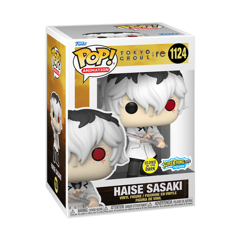 Funko Pop! Animation: Tokyo Ghoul :RE Ken Kaneki in White / HAISE SASAKI *GLOW SURETHINGTOYS EXCLUSIVE* *PREORDER*