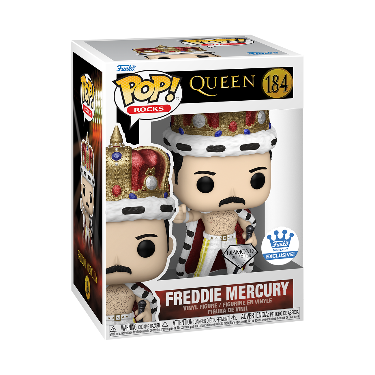 FUNKO POP! ROCKS QUEEN FREDDIE MERCURY AS KING with CROWN DIAMOND GLITTER [FUNKO SHOP EXCLUSIVE] #184
