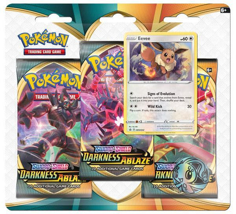 POKEMON - DARKNESS ABLAZE 3 PACK BLISTER - EEVEE or FLAREON