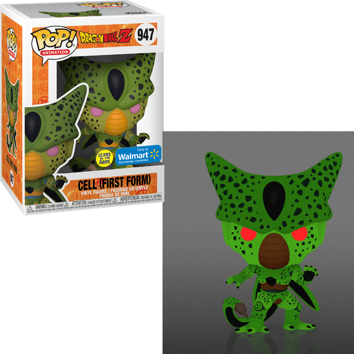 FUNKO POP! ANIMATION: DRAGON BALL Z [DBZ] - CELL [FIRST FORM - GITD] **WALMART EXCLUSIVE** #947