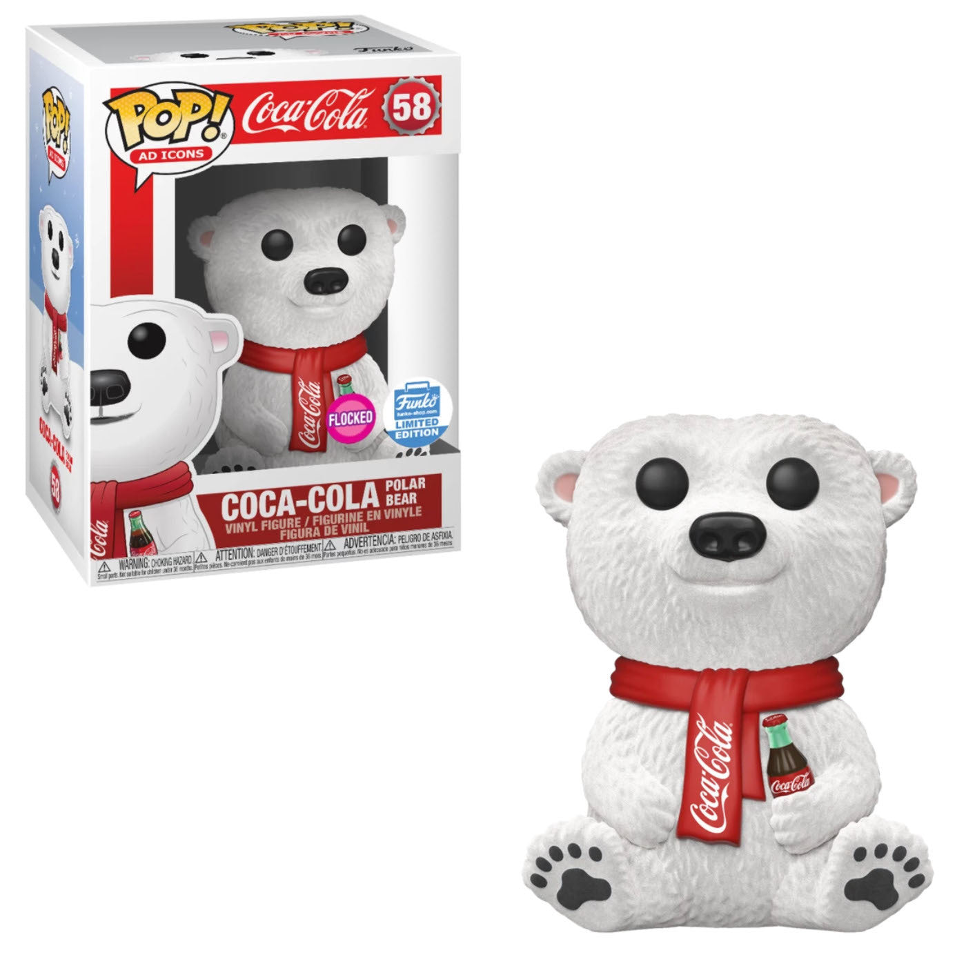 FUNKO POP! AD ICONS: COCA-COLA POLAR BEAR [FLOCKED] **FUNKO SHOP EXCLUSIVE** #58