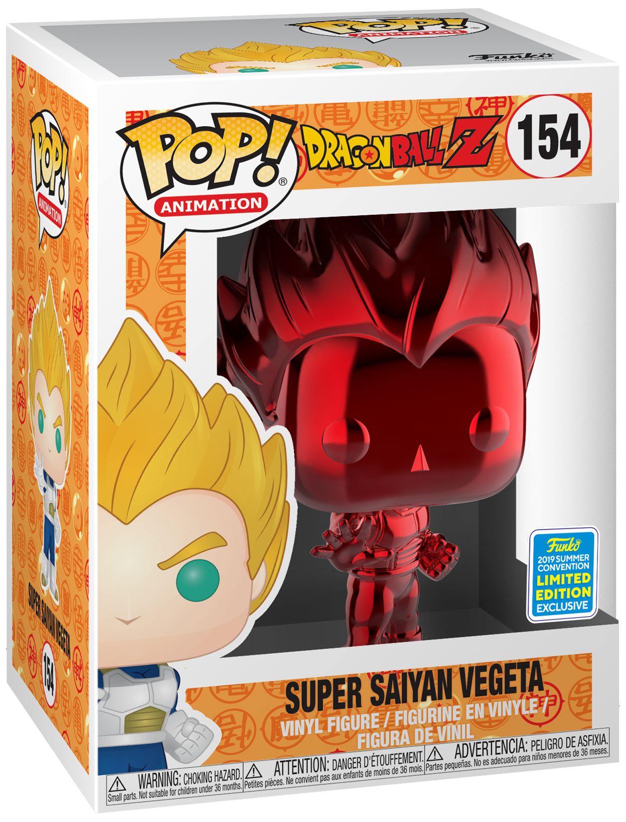 FUNKO POP! ANIMATION: DRAGON BALL Z [DBZ] - SUPER SAIYAN (SSJ) VEGETA [RED CHROME] **2019 SDCC EXCLUSIVE** #154