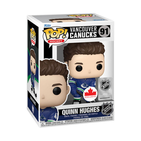 FUNKO POP! HOCKEY [NHL]: VANCOUVER CANUCKS - QUINN HUGHES [BLUE JERSEY] **CANADA EXCLUSIVE** #91