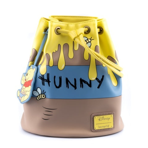 LOUNGEFLY DISNEY WINNIE THE POOH 95TH ANNIVERSARY HONEYPOT CONVERTIBLE BUCKET BACKPACK