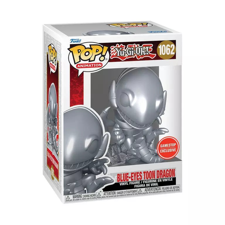 Funko Pop! and Tee: Yu-Gi-Oh Yugioh BLUE EYES TOON DRAGON METALLIC SILVER (Small - XXL) GAMESTOP EXCLUSIVE