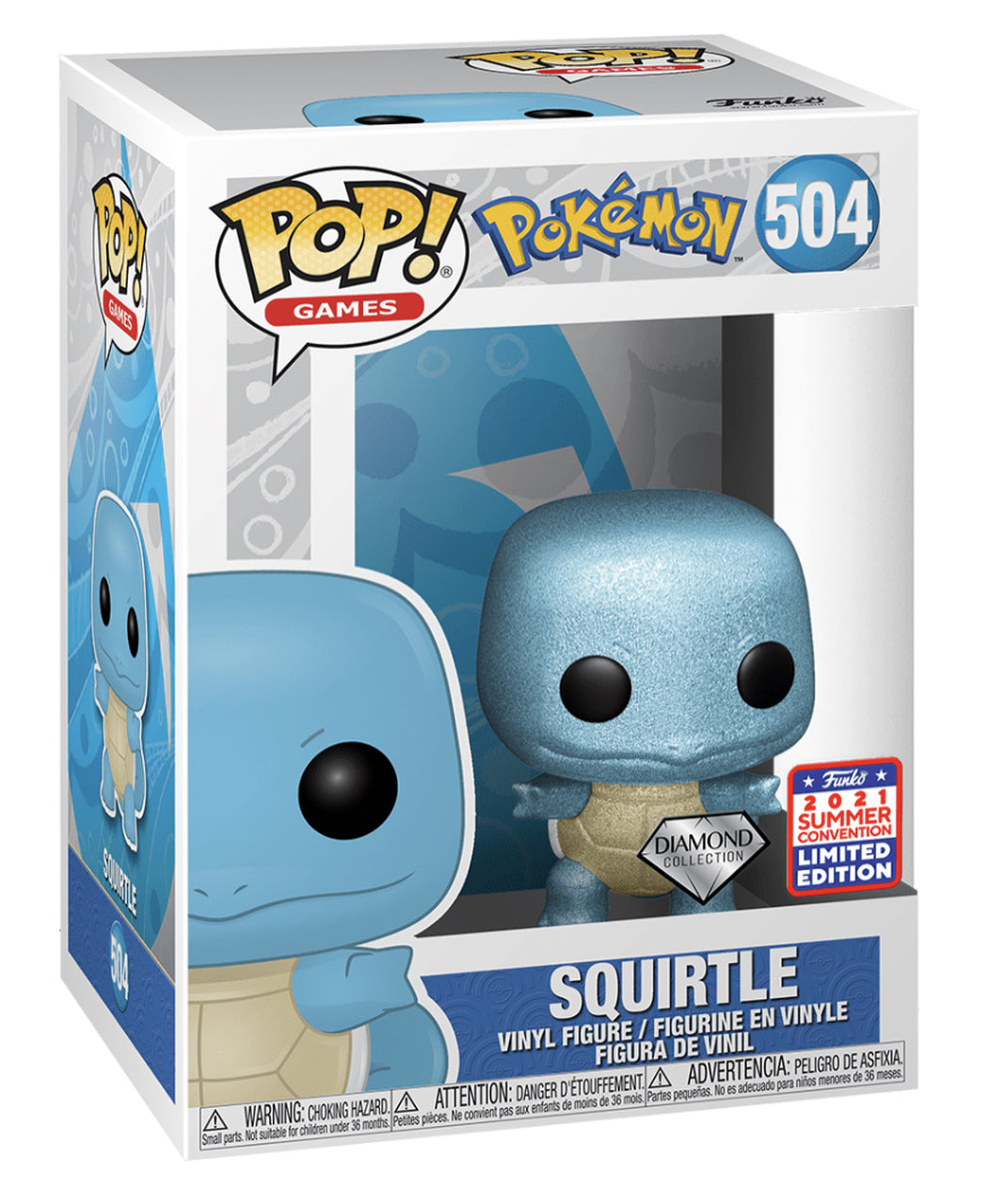 Funko Pop! Games: Pokemon - Squirtle (Diamond) #504 [2021 Convention Exclusive]