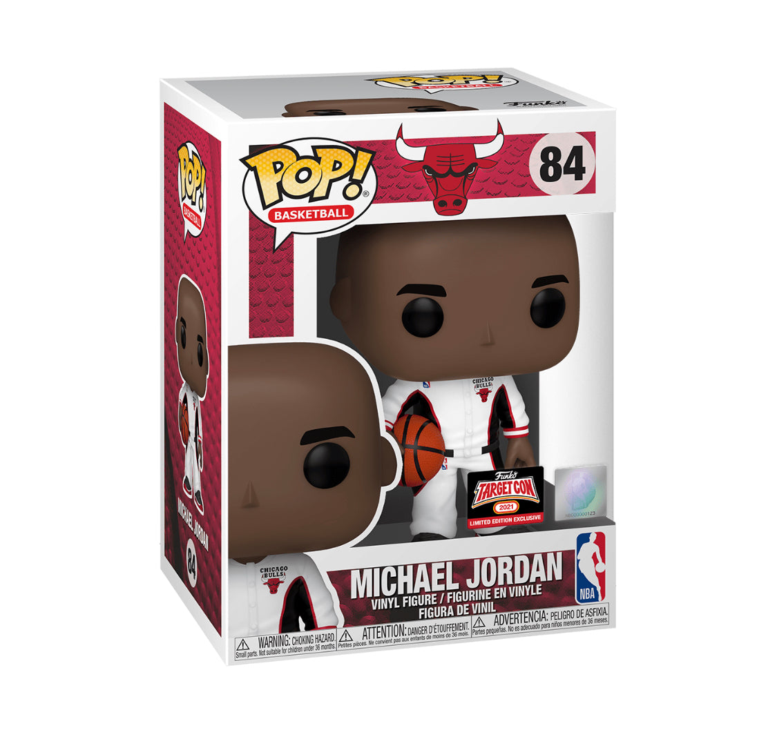 FUNKO POP! NBA: CHICAGO BULLS - MICHAEL JORDAN [WHITE WARM-UP SUIT] **2021 TARGET CON EXCLUSIVE** #84
