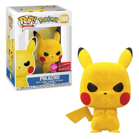 Funko Pop! Games: Pokemon - Pikachu (Angry/Grumpy - Flocked) #598 [2020 Convention Exclusive]